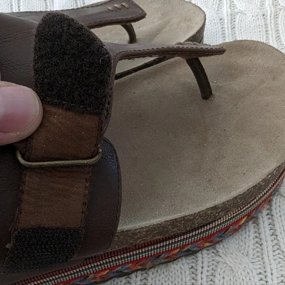 Espadrille Cork Platform‎ Sandals 10 Brown Multi color Thong Sandal rainbow - Picture 7 of 12